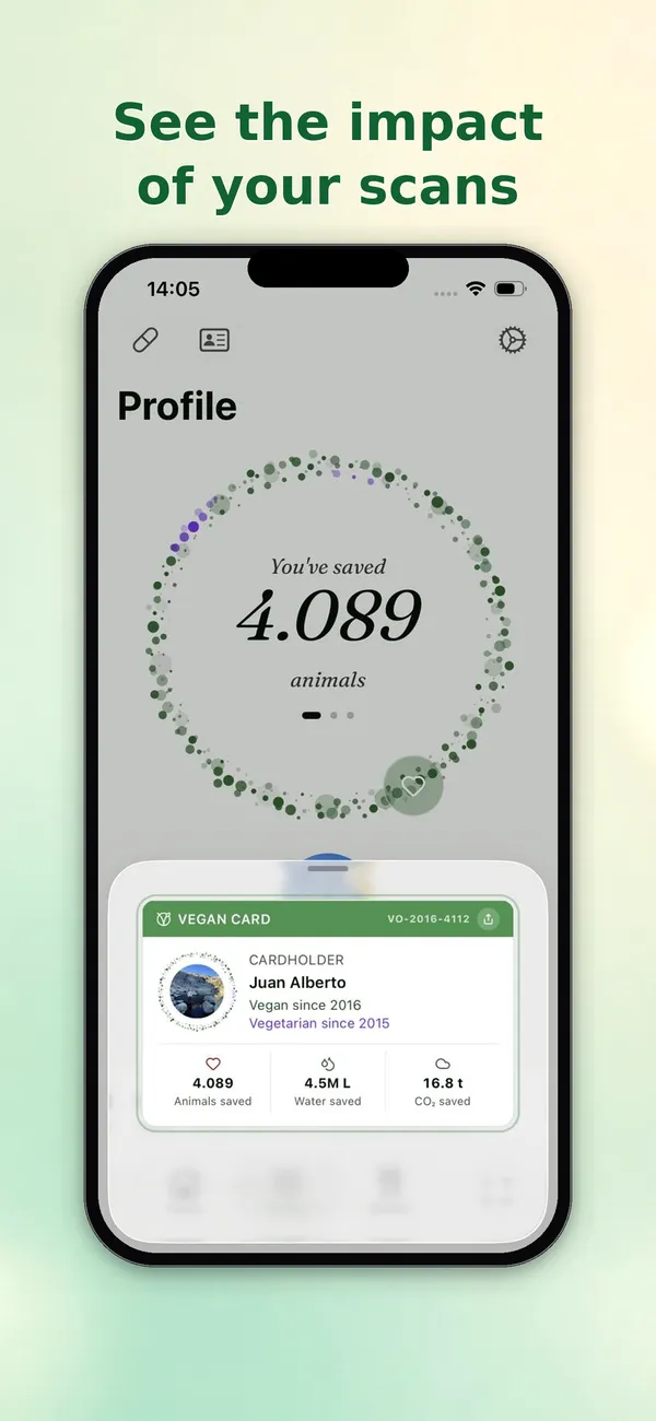 Vegan Oasis screenshot: See the impact of your scans