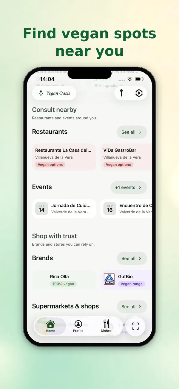 Vegan Oasis screenshot: Find vegan spots near you