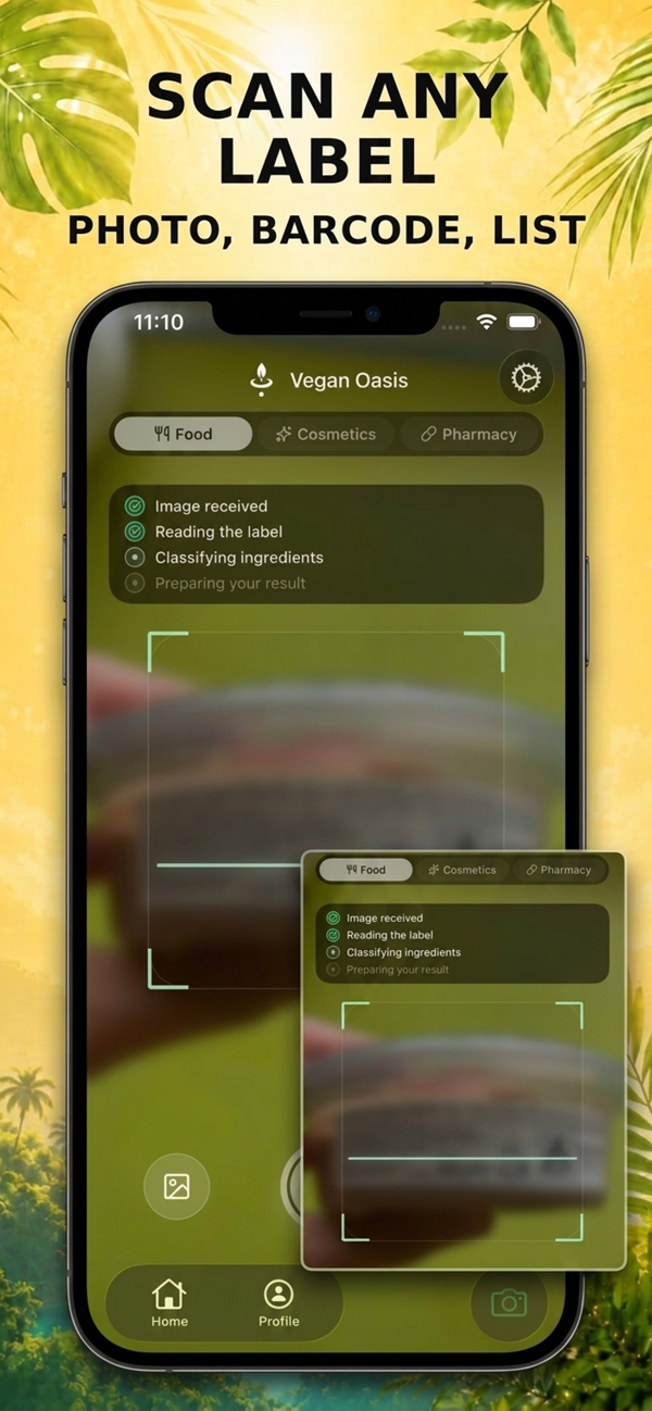 Vegan Oasis screenshot: vegan verdict